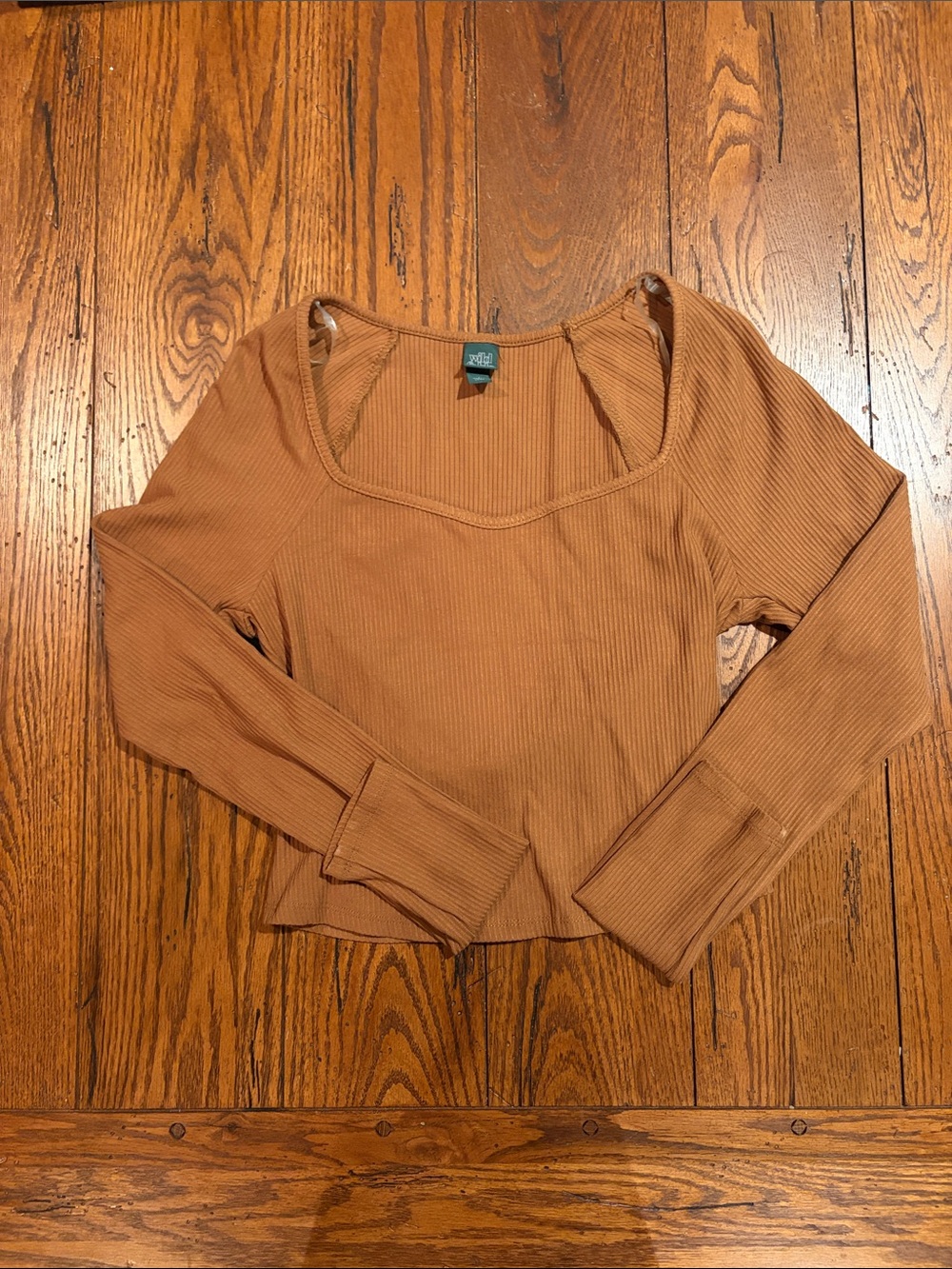 wild fable Ribbed Scoop Neck Long Sleeve Top - Tan